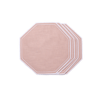 Henriette - Luxury Linens Placemats Octagon Dusty Pink with White Placemats (set of 4)