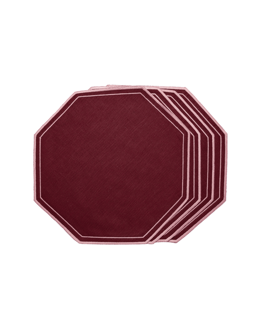 Henriette - Luxury Linens Placemats Octagon Placemat Burgundy (set of 4)