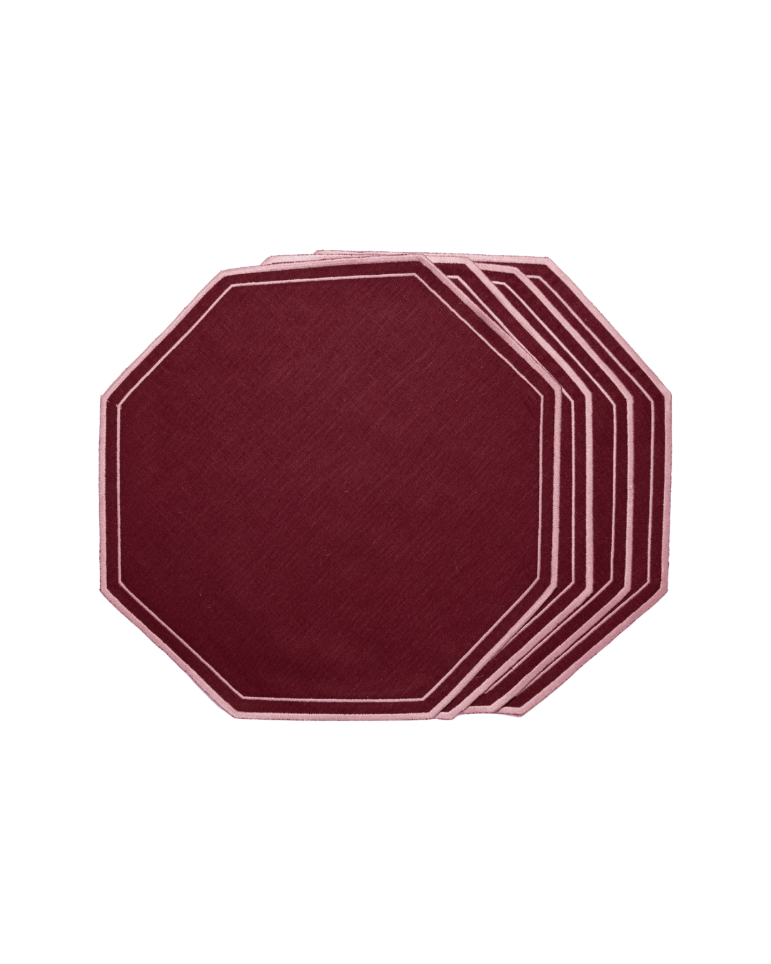 Henriette - Luxury Linens Placemats Octagon Placemat Burgundy (set of 4)