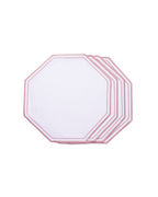 Henriette - Luxury Linens Placemats Octagon Placemat White/Pink (set of 4)