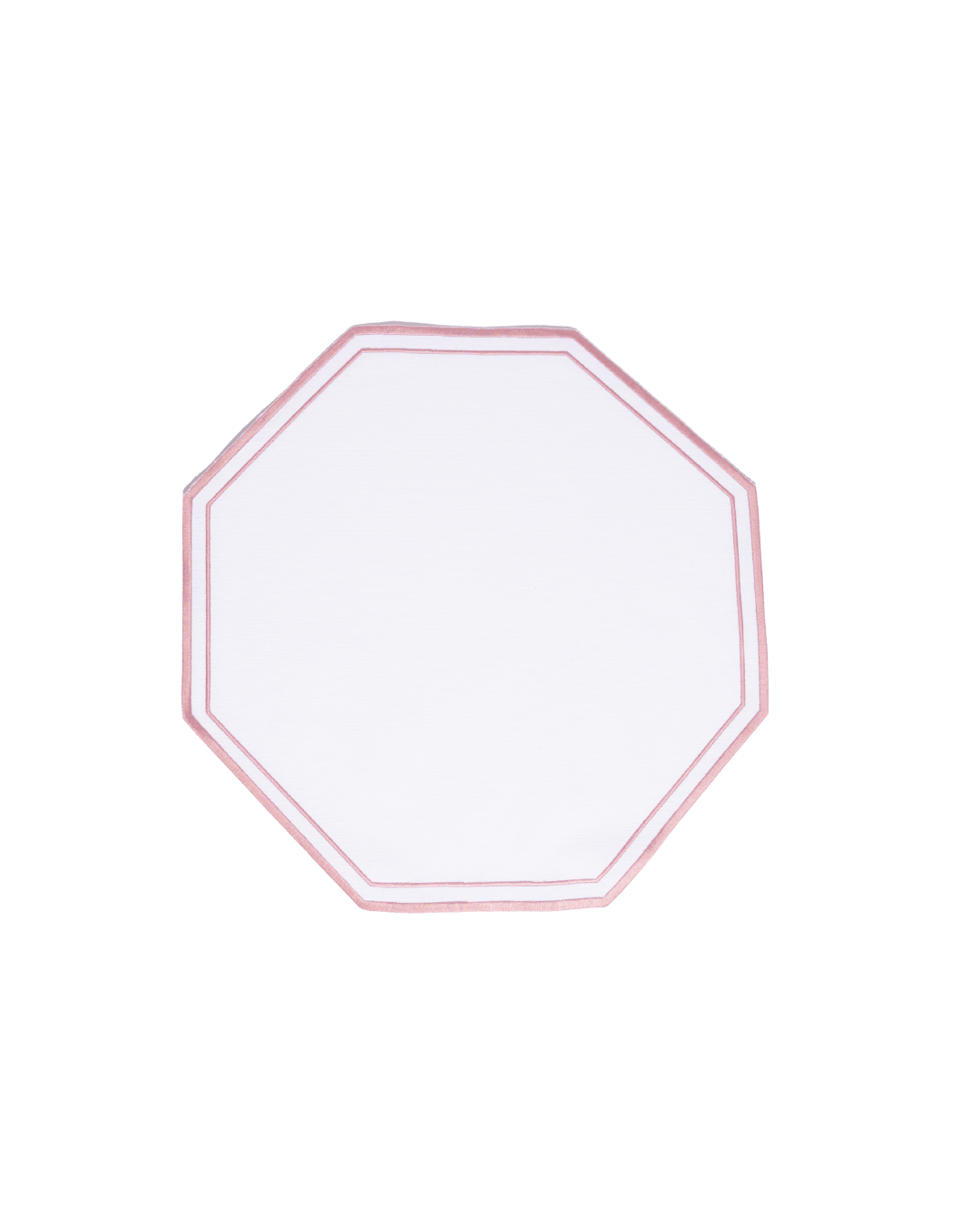 Henriette - Luxury Linens Placemats Octagon Placemat White/Pink (set of 4)