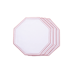 Henriette - Luxury Linens Placemats Octagon White with Dusty Pink Placemats (set of 4)