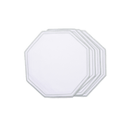 Henriette - Luxury Linens Placemats Octagon White with Green Placemats (set of 4)