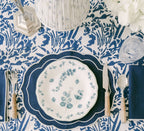 Henriette - Luxury Linens Placemats Oval Navy Blue with White Placemats (set of 4)