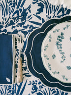Henriette - Luxury Linens Placemats Oval Navy Blue with White Placemats (set of 4)