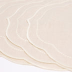 Henriette - Luxury Linens Placemats Pearl Oval Beige with White Placemat (set of 4)
