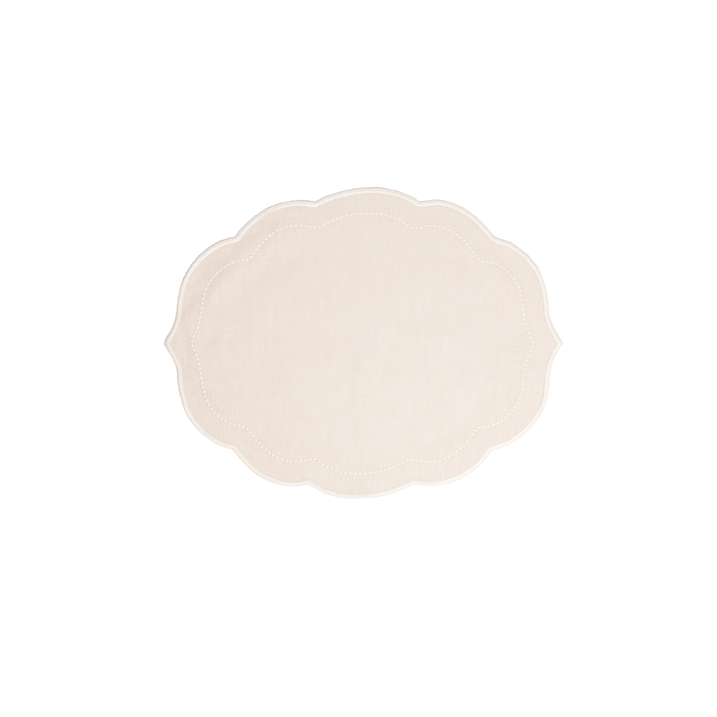 Henriette - Luxury Linens Placemats Pearl Oval Beige with White Placemat (set of 4)