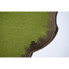 Henriette - Luxury Linens Placemats Round Clover Moss Green with Brown Placemats (set of 4)