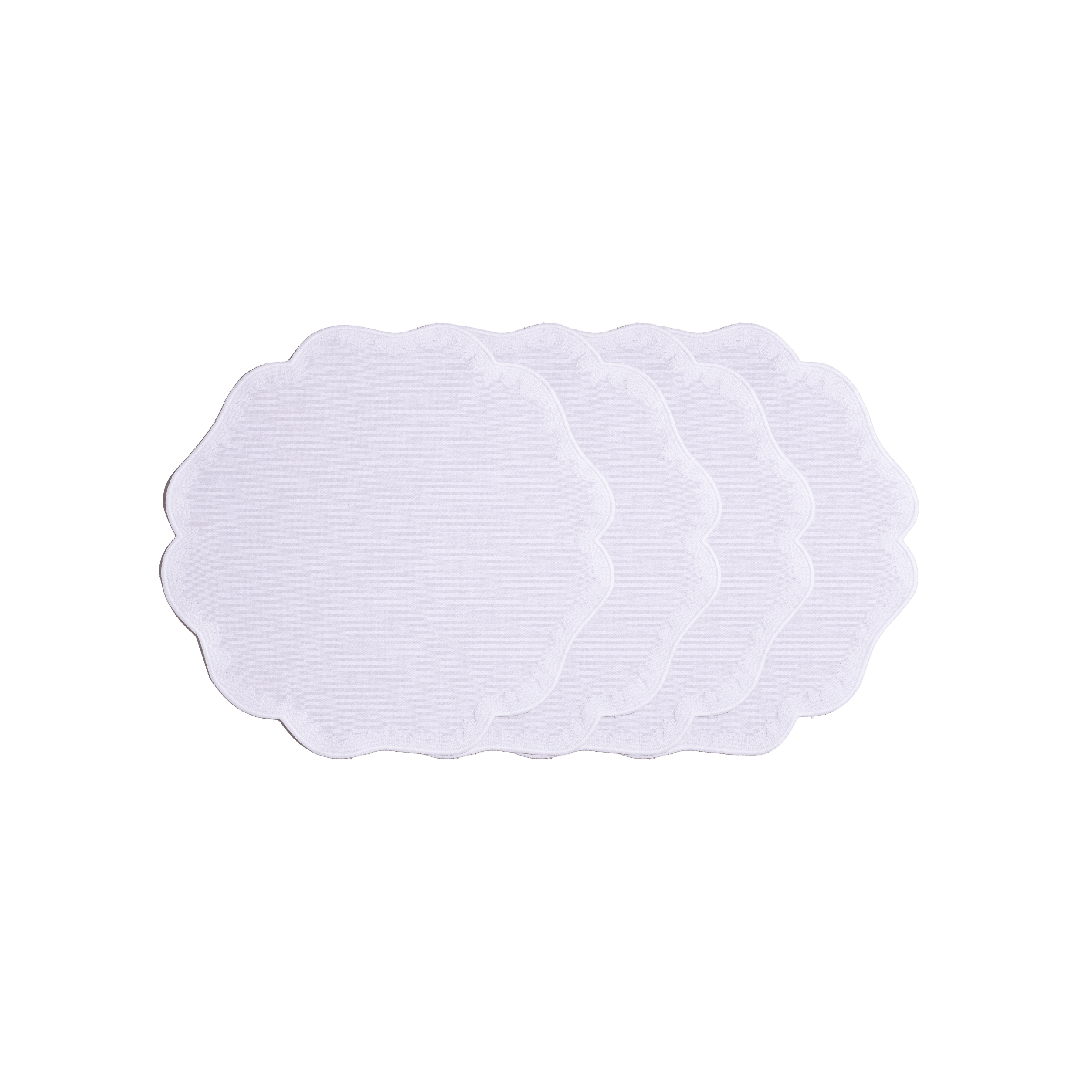 Henriette - Luxury Linens Placemats Round Clover White on White Placemats (set of 4)