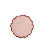Henriette - Luxury Linens Placemats Round Flamestitch Dusty Pink Earth