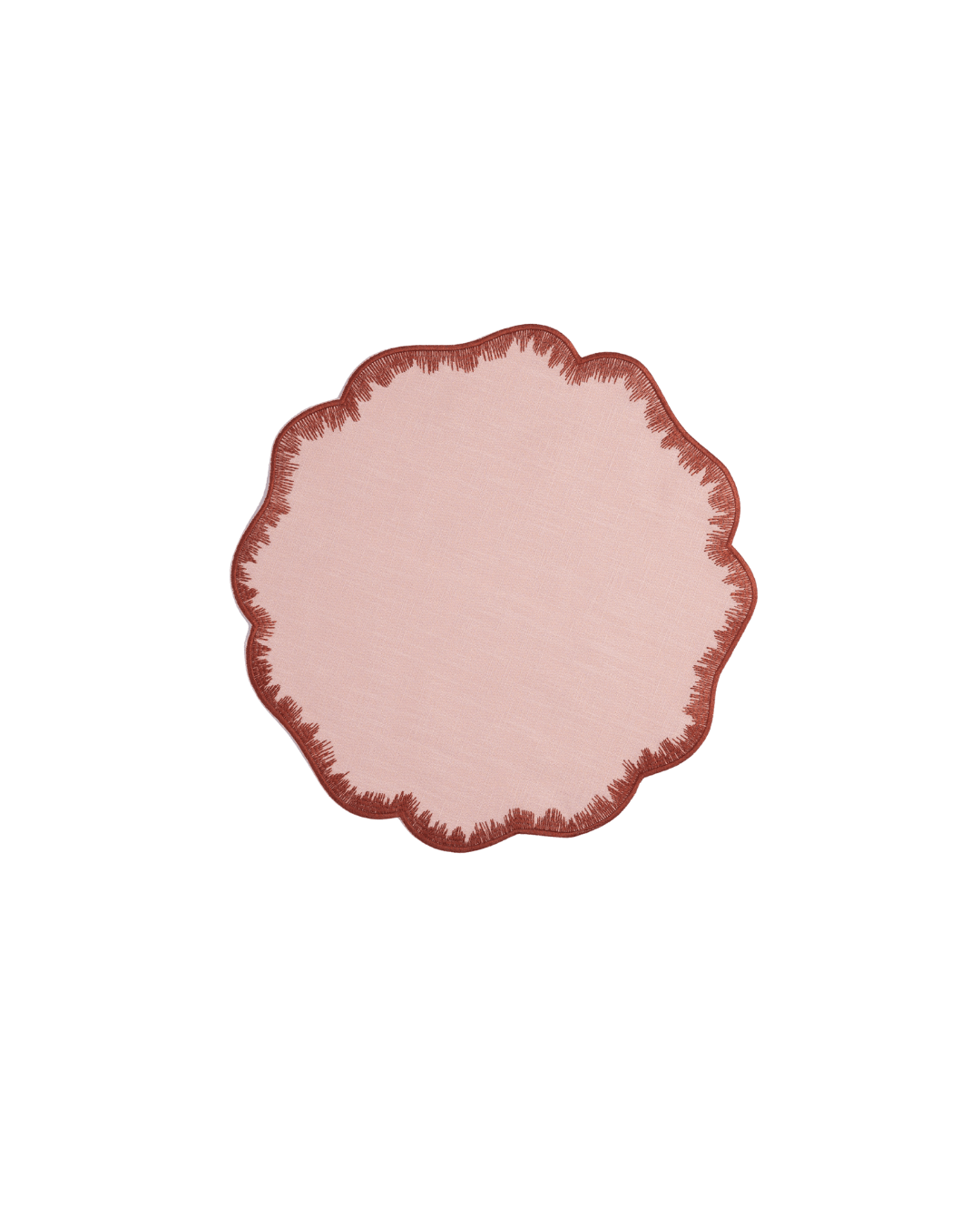 Henriette - Luxury Linens Placemats Round Flamestitch Dusty Pink Earth