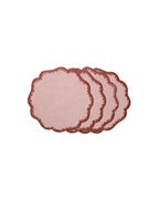 Henriette - Luxury Linens Placemats Round Flamestitch Dusty Pink Earth