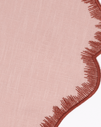 Henriette - Luxury Linens Placemats Round Flamestitch Dusty Pink Earth
