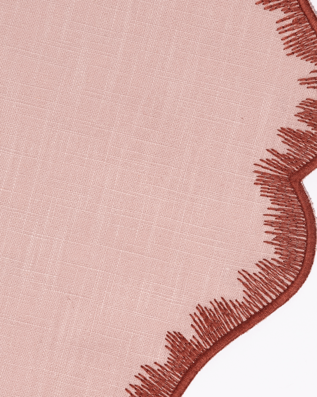 Henriette - Luxury Linens Placemats Round Flamestitch Dusty Pink Earth