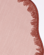Henriette - Luxury Linens Placemats Round Flamestitch Dusty Pink Earth