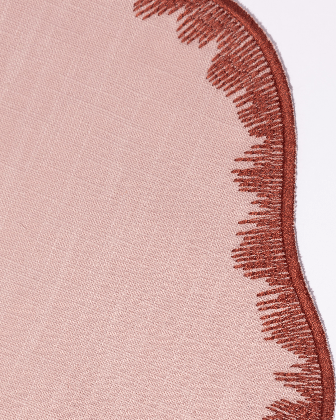 Henriette - Luxury Linens Placemats Round Flamestitch Dusty Pink Earth