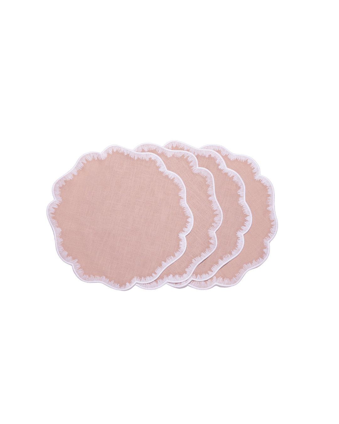 Henriette - Luxury Linens Placemats Round Flamestitch Dusty Pink