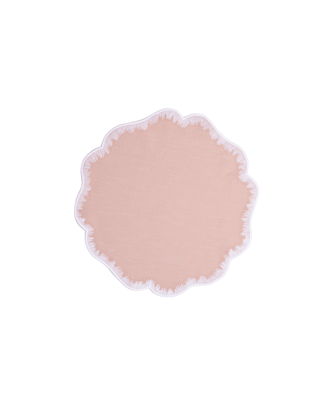 Henriette - Luxury Linens Placemats Round Flamestitch Dusty Pink