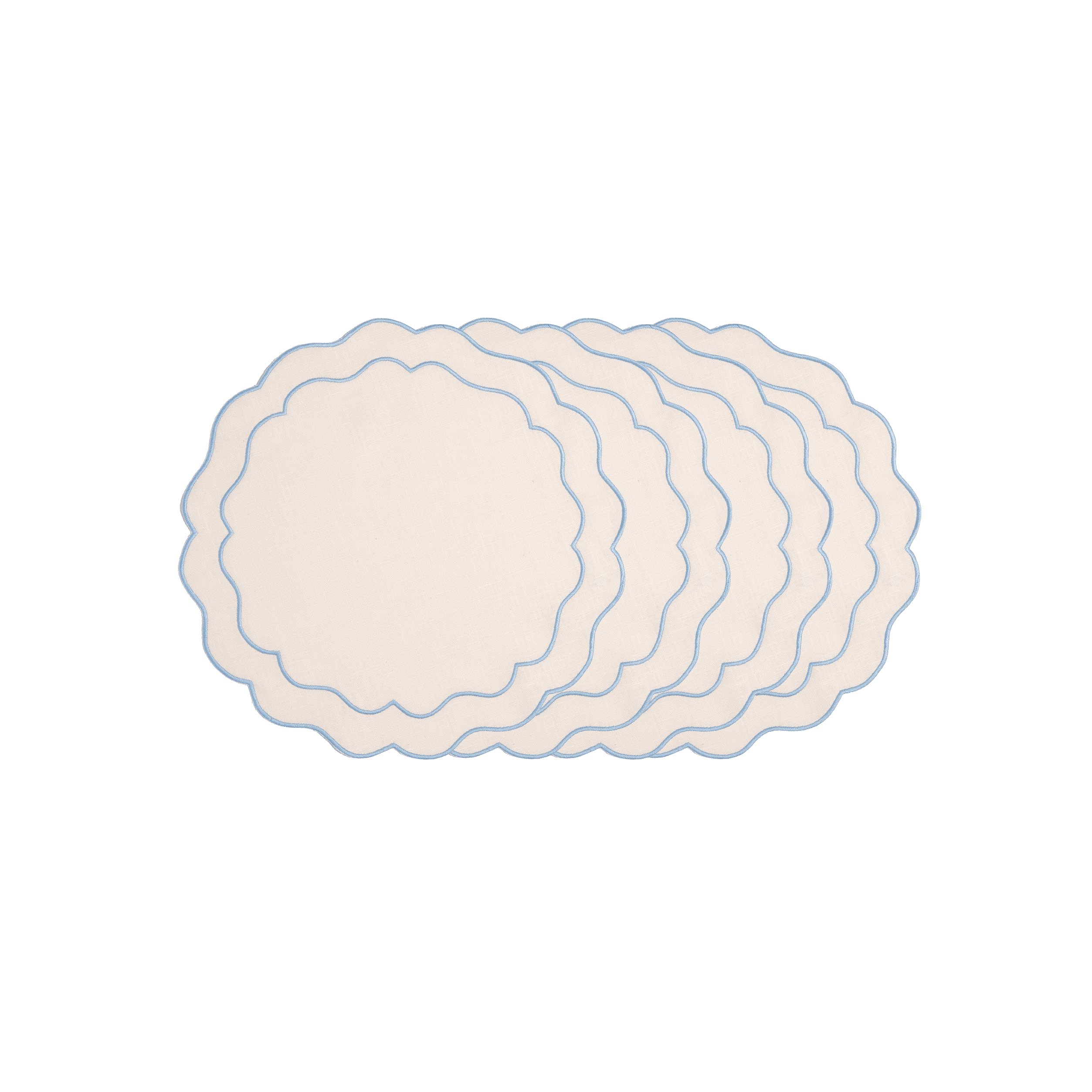 Henriette - Luxury Linens Placemats Seafolly Beige with Blue Placemat (set of 4)