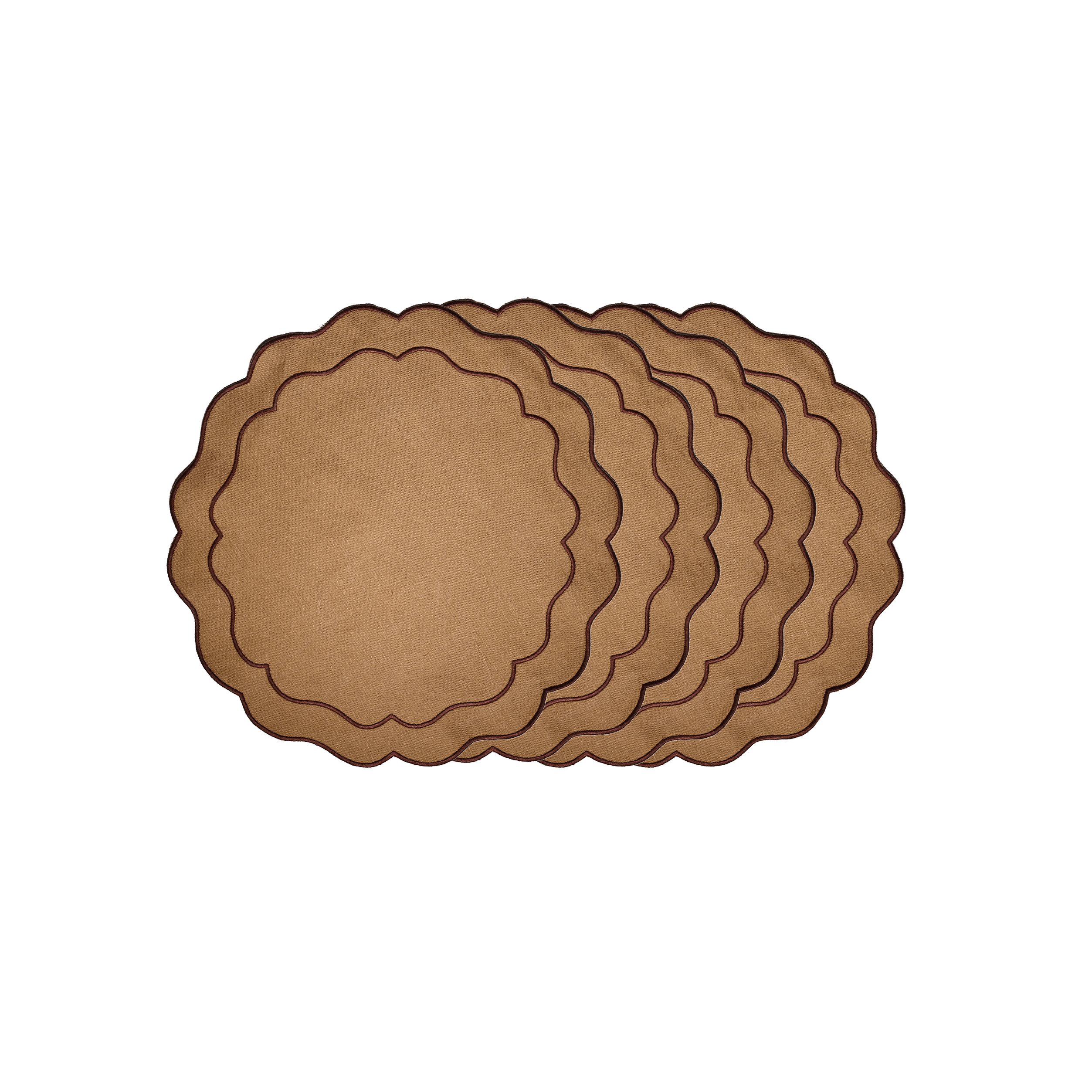 Henriette - Luxury Linens Placemats Seafolly Caramel with Maroon Placemats (set of 4)