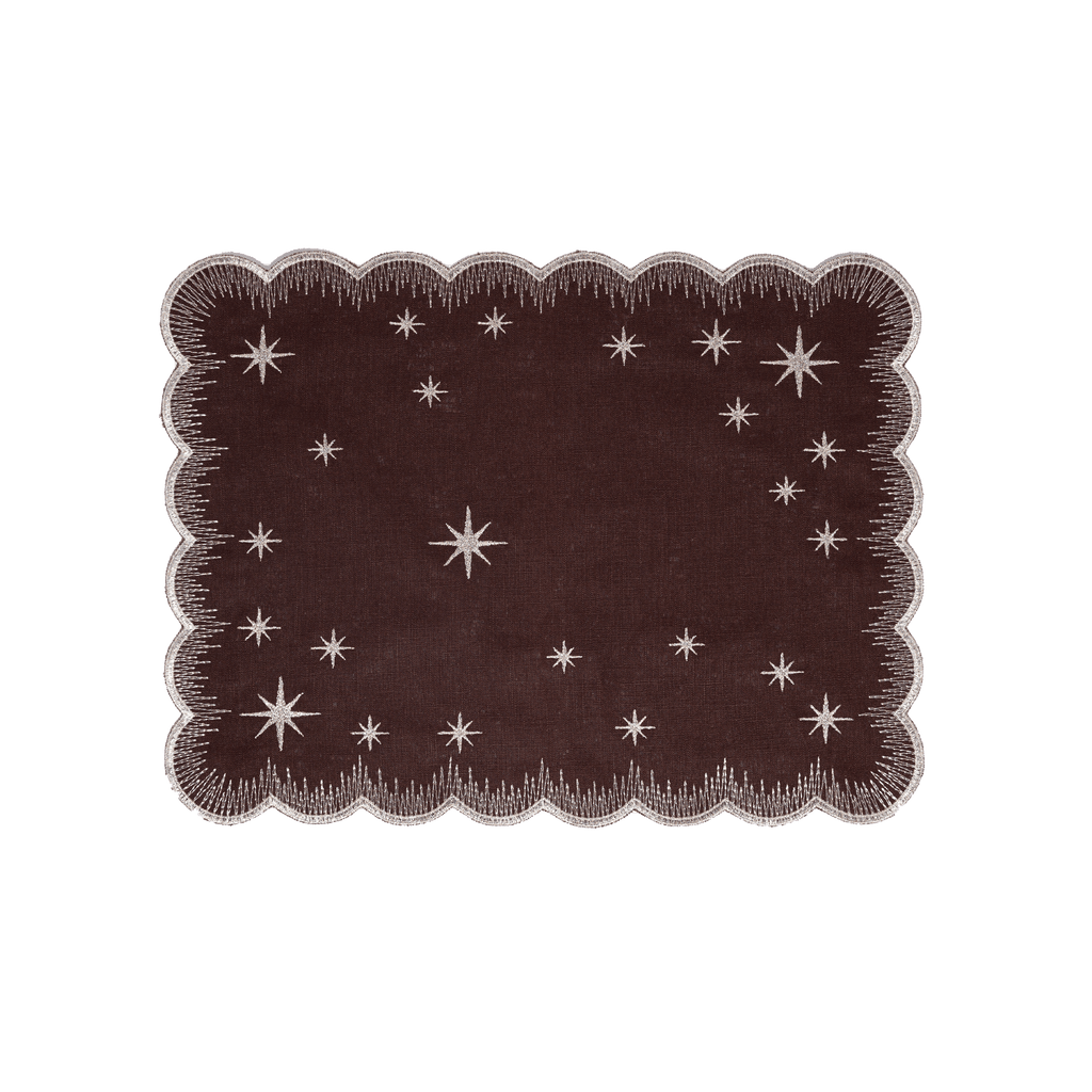 Henriette - Luxury Linens Placemats Starlight Chestnut with Metallic Placemats (set of 4)