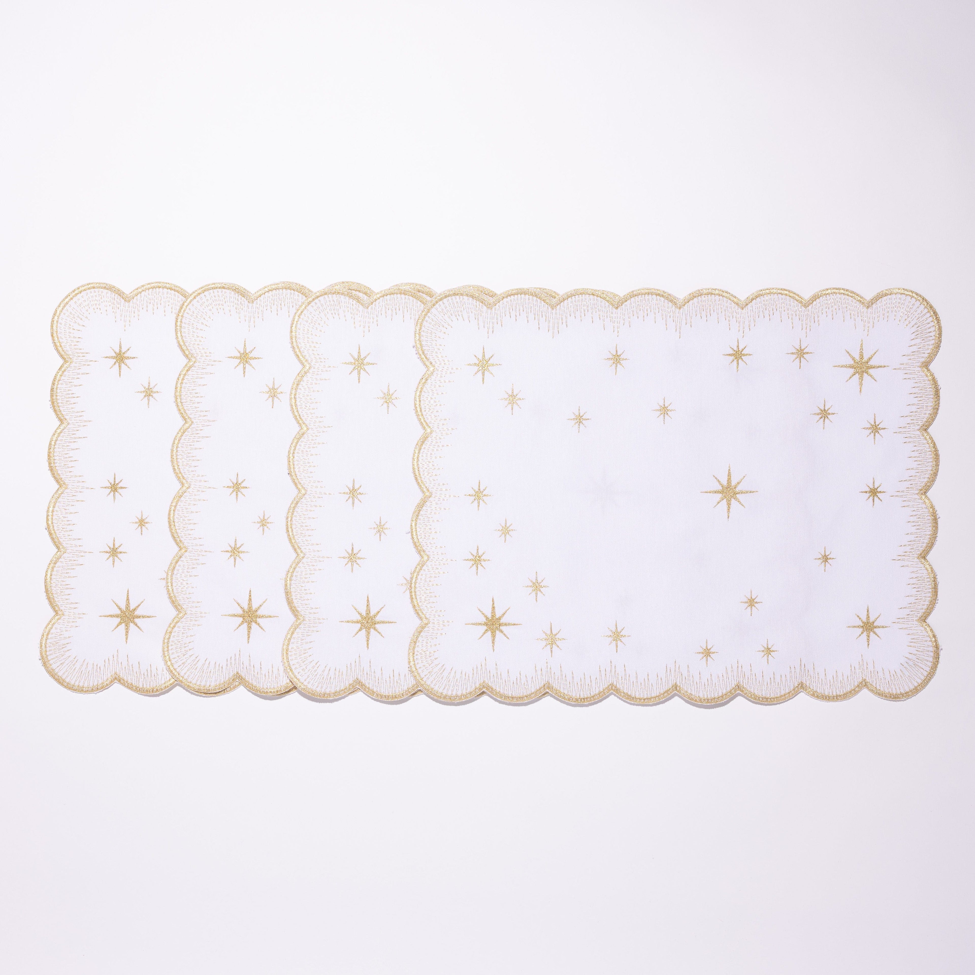 Henriette - Luxury Linens Placemats Starlight White with Metallic Gold Placemats (set of 4)