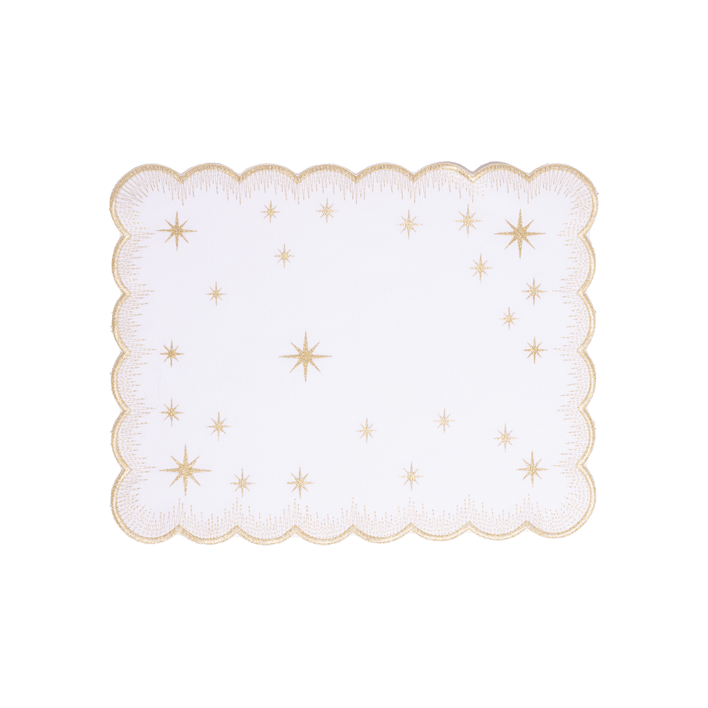 Henriette - Luxury Linens Placemats Starlight White with Metallic Gold Placemats (set of 4)