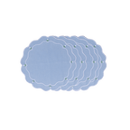 Henriette - Luxury Linens Placemats Tulip Round Pale Blue with White Placemats (set of 4)