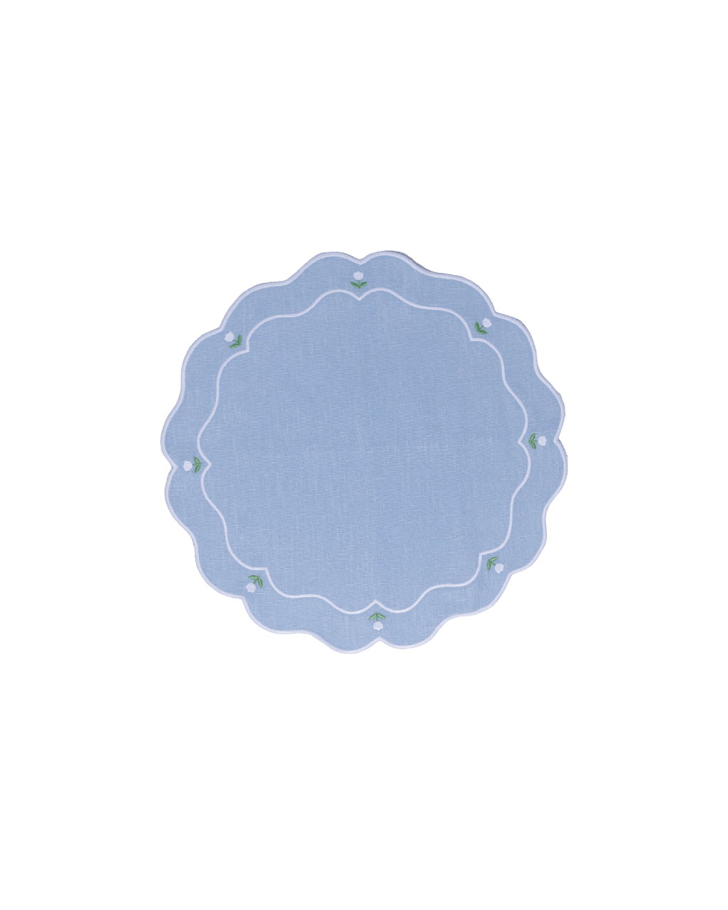 Henriette - Luxury Linens Placemats Tulip Round Placemats Pale Blue (set of 4)