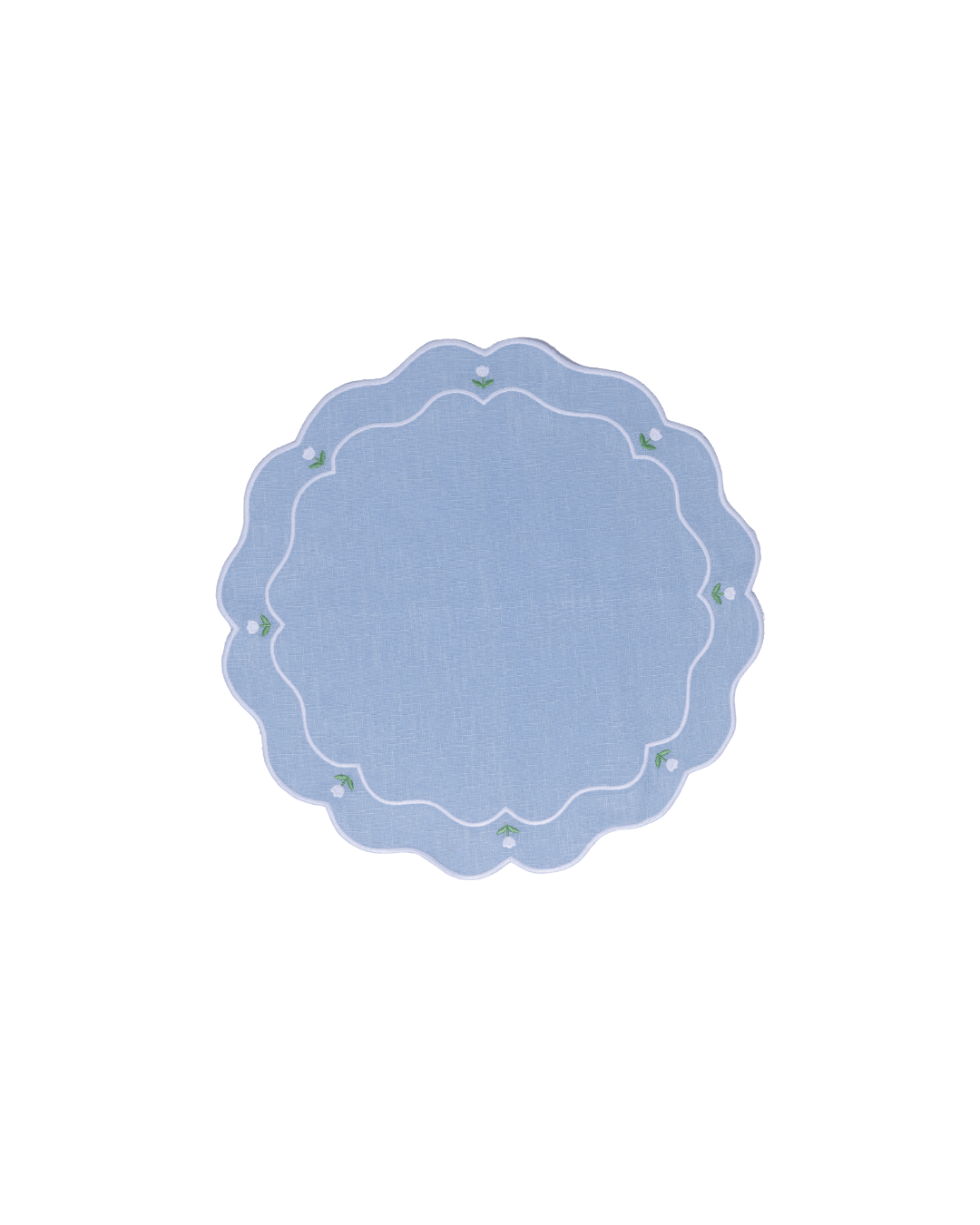 Henriette - Luxury Linens Placemats Tulip Round Placemats Pale Blue (set of 4)
