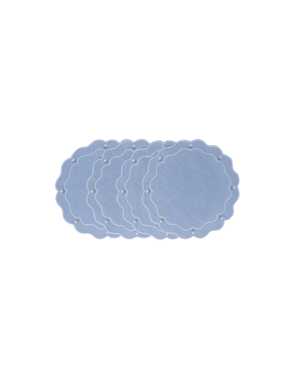 Henriette - Luxury Linens Placemats Tulip Round Placemats Pale Blue (set of 4)