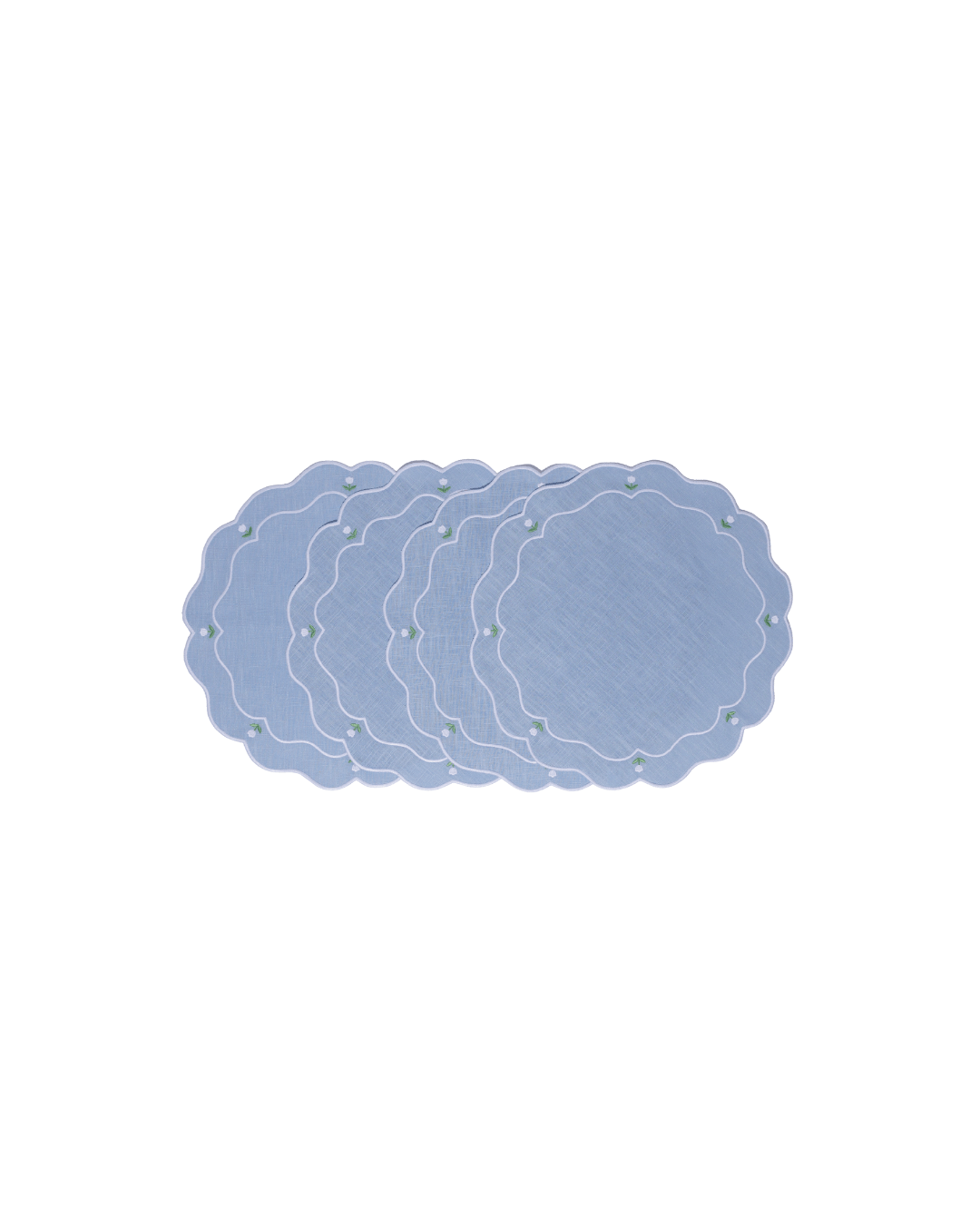 Henriette - Luxury Linens Placemats Tulip Round Placemats Pale Blue (set of 4)