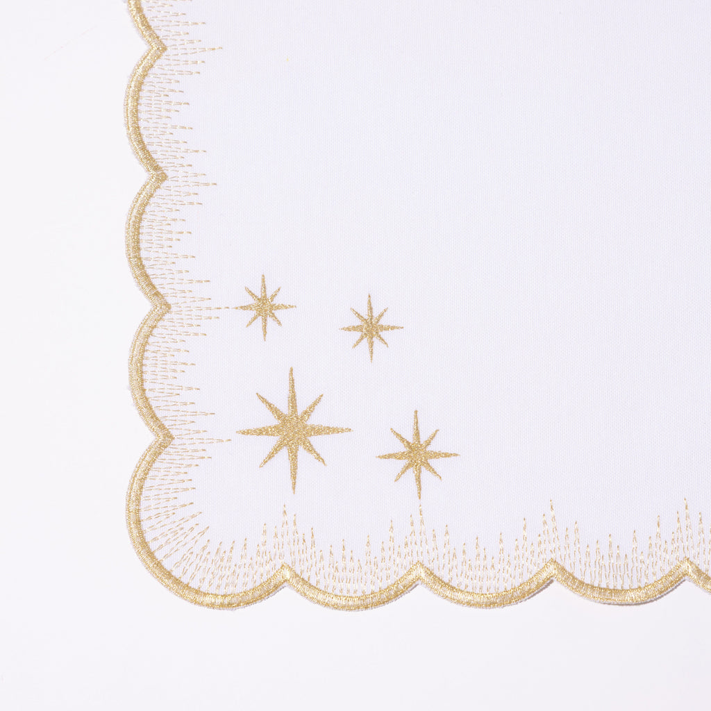 Henriette - Luxury Linens Starlight White with Metallic Gold Napkins