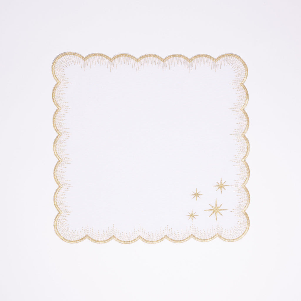 Henriette - Luxury Linens Starlight White with Metallic Gold Napkins