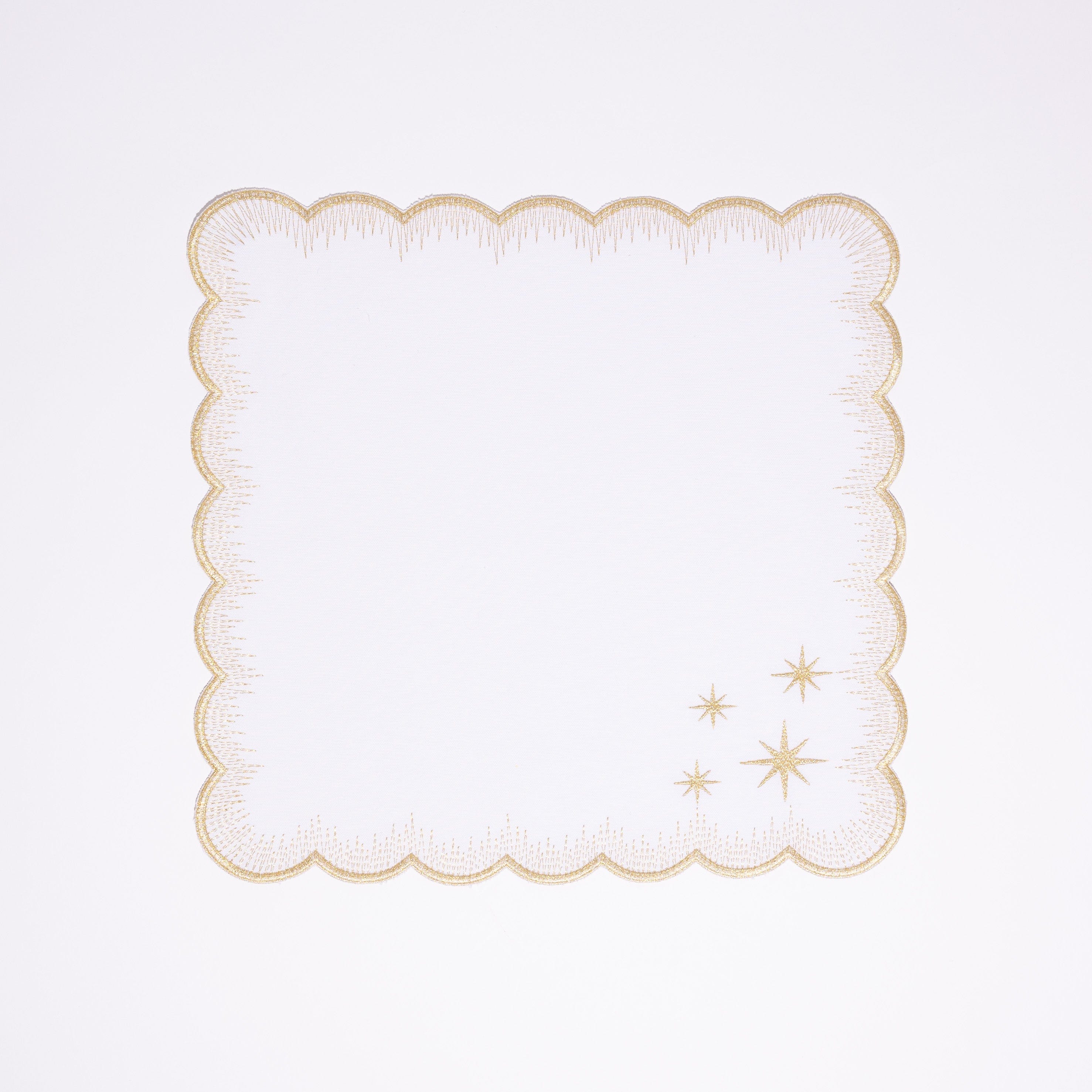 Henriette - Luxury Linens Starlight White with Metallic Gold Napkins