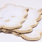 Henriette - Luxury Linens Starlight White with Metallic Gold Napkins
