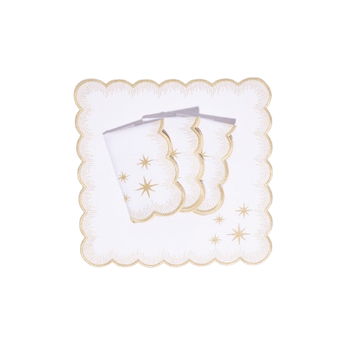 Henriette - Luxury Linens Starlight White with Metallic Gold Napkins