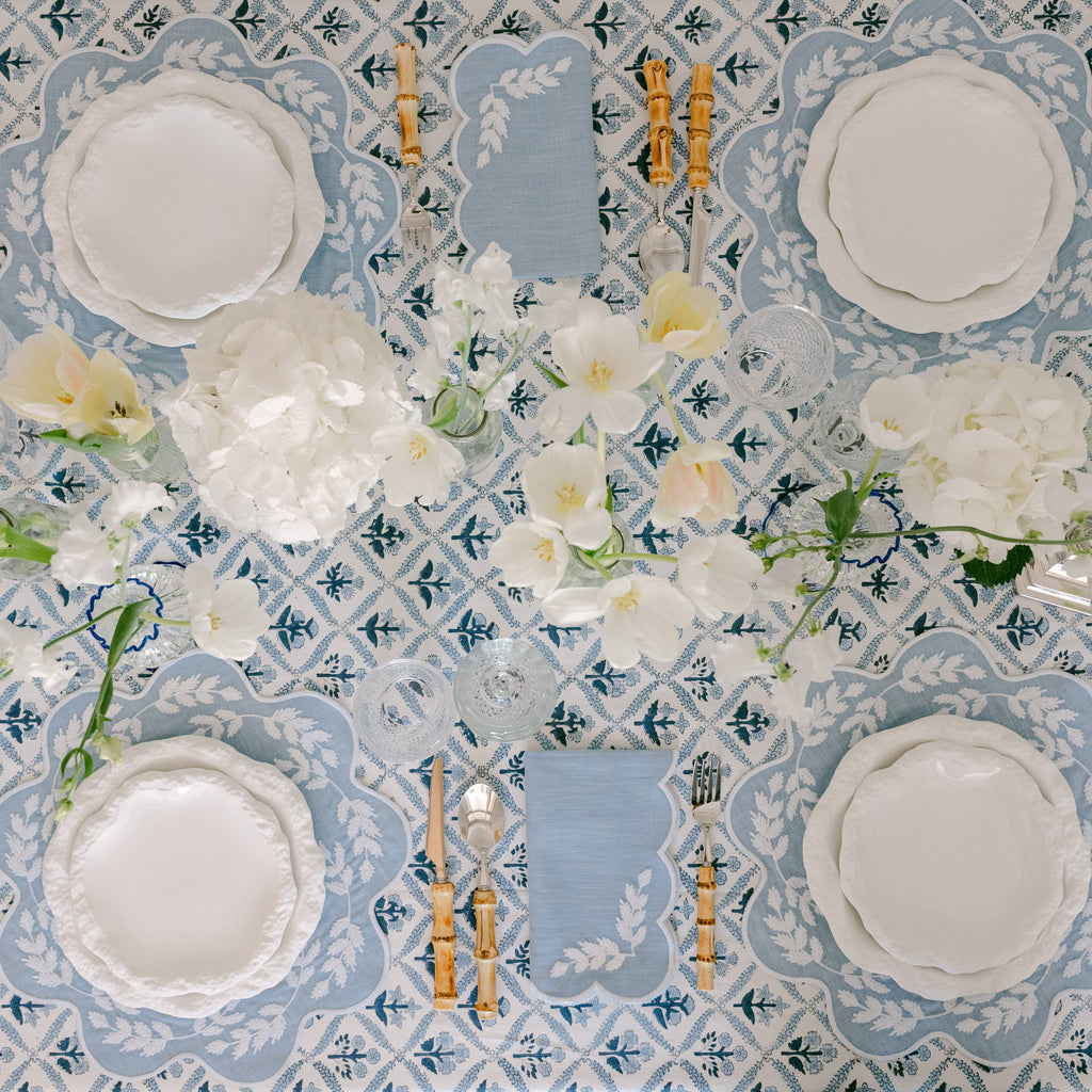 Henriette - Luxury Linens Table Cloth Bluebell Tablecloth