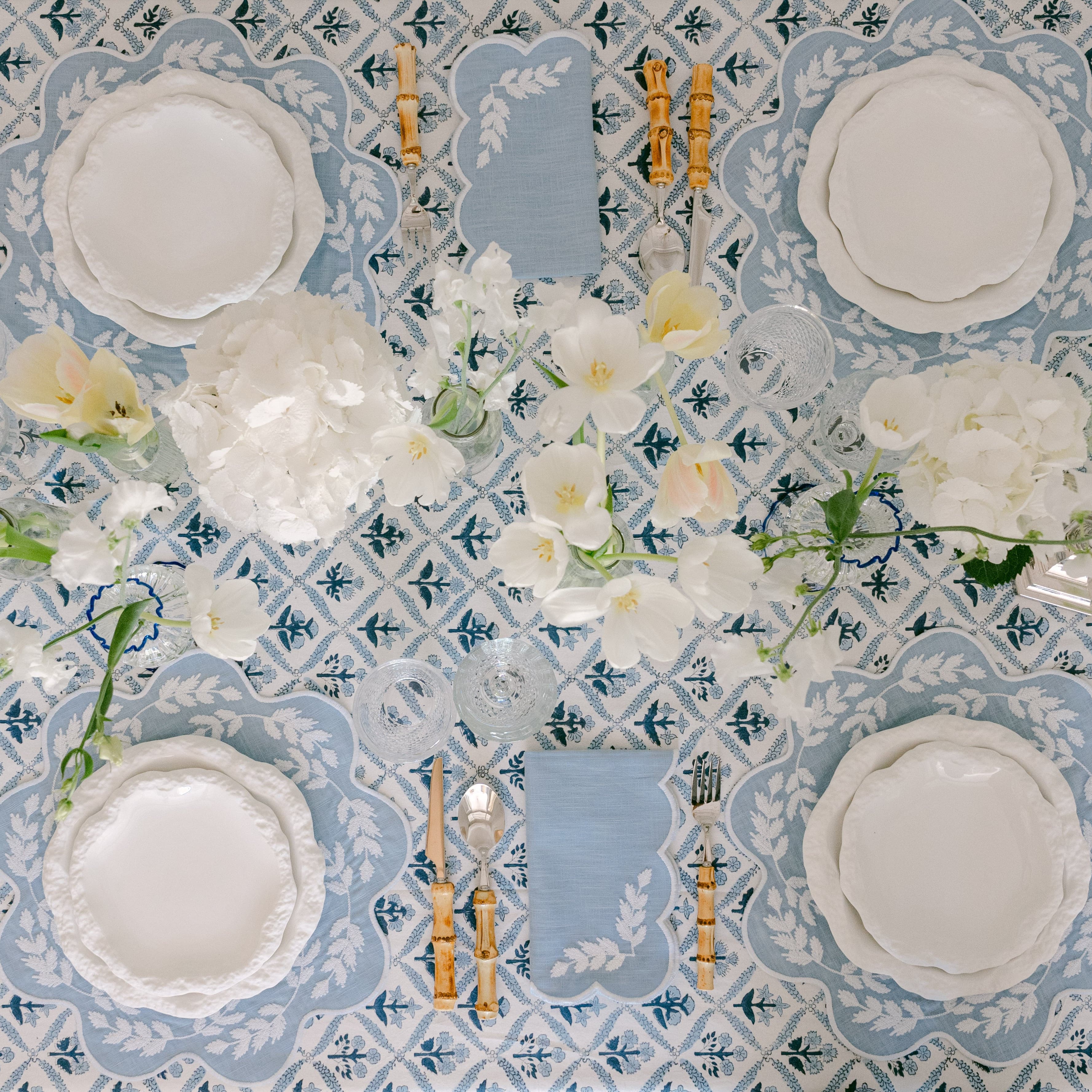 Henriette - Luxury Linens Table Cloth Bluebell Tablecloth