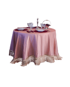 Henriette - Luxury Linens Table Cloth Fringed Tablecloth Pink