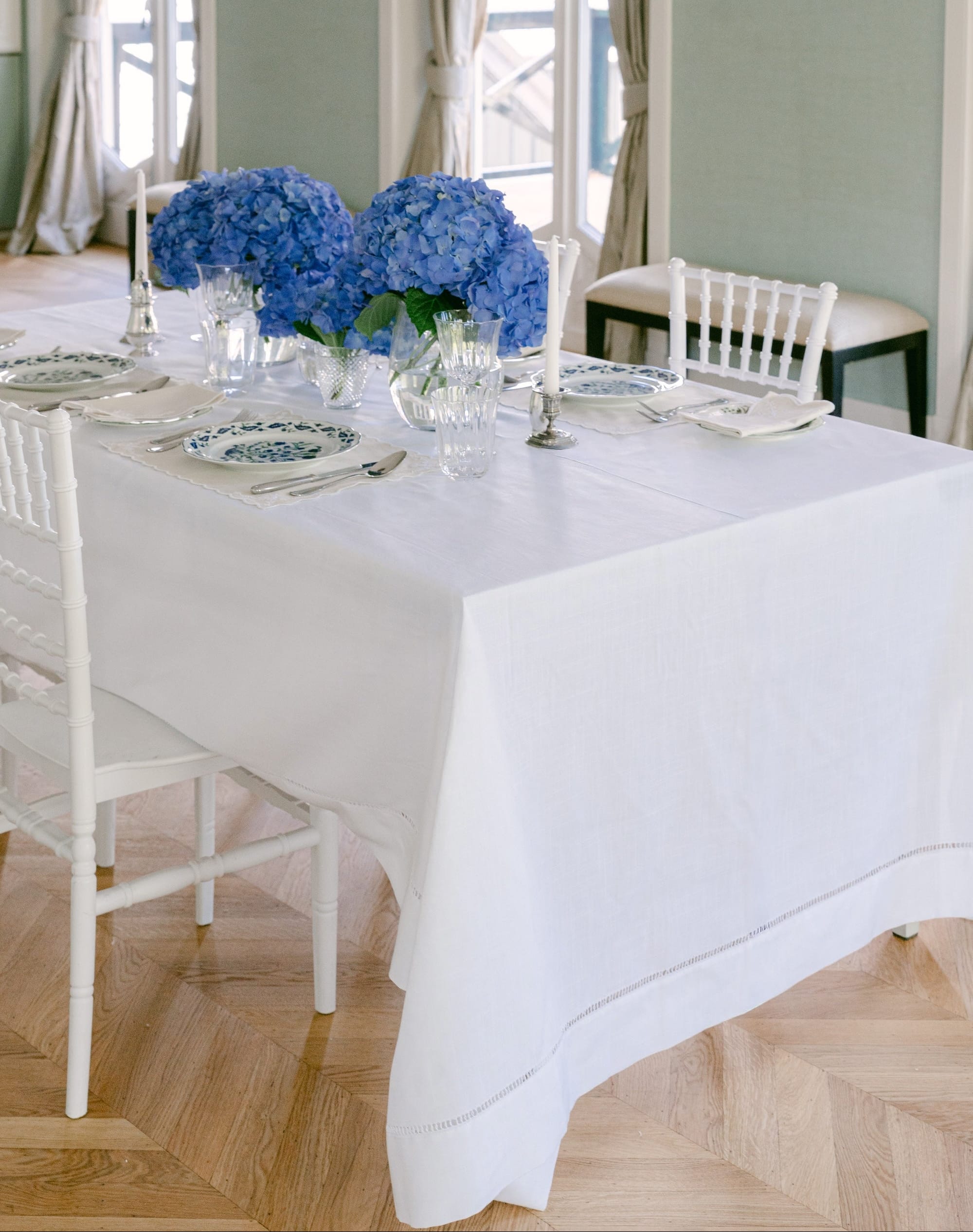 Henriette - Luxury Linens Table Cloth Hemstitch White Tablecloth