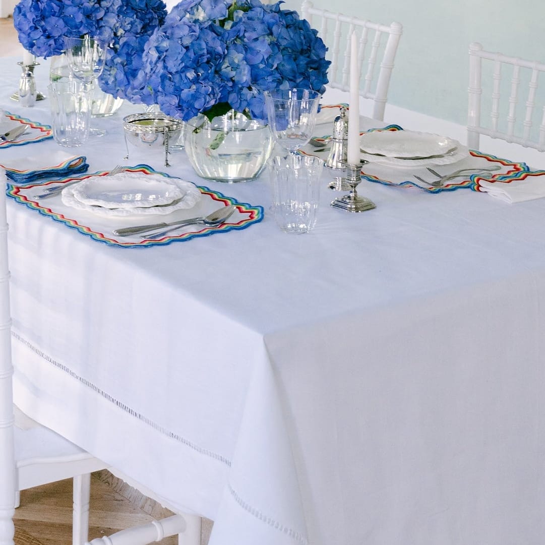 Henriette - Luxury Linens Table Cloth Hemstitch White Tablecloth