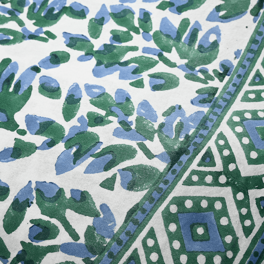 Henriette - Luxury Linens Table Cloth Olivia Indigo/ Green Tablecloth