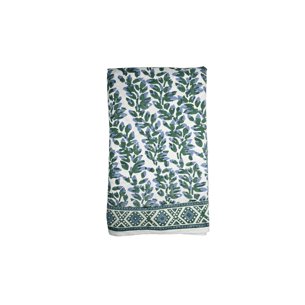 Henriette - Luxury Linens Table Cloth Olivia Indigo/ Green Tablecloth