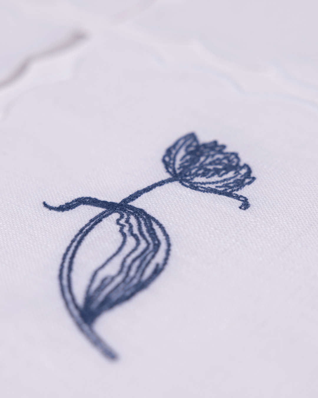 Henriette - Luxury Linens Tulip Cocktail Napkins with Navy Blue (set of 6)