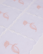 Henriette - Luxury Linens Tulip White Cocktail Napkins with Nude (set of 6)