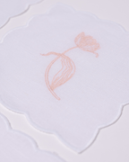 Henriette - Luxury Linens Tulip White Cocktail Napkins with Nude (set of 6)