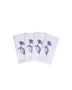 Henriette - Luxury Linens Tulip White Napkins with Navy Blue (set of 4)