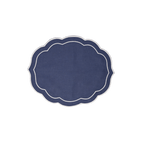 Henriette - Luxury Linens Placemats Oval Navy Blue with White Placemats (set of 4)
